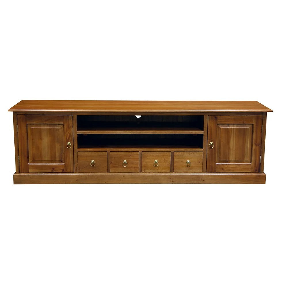 Contemporary 2 Door 4 Drawer Entertainment Unit - Light Brown