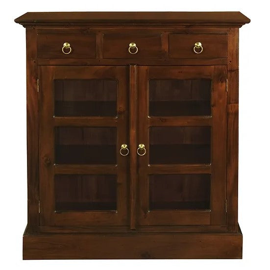 Contemporary 3 Drawer Small Display Cabinet - Brown