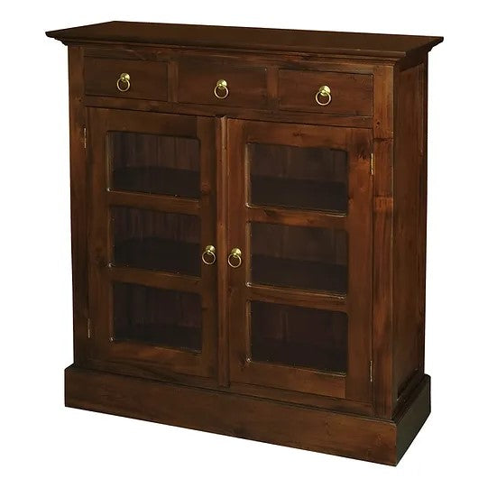 Contemporary 3 Drawer Small Display Cabinet - Brown