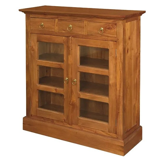 Contemporary 3 Drawer Small Display Cabinet - Light Brown