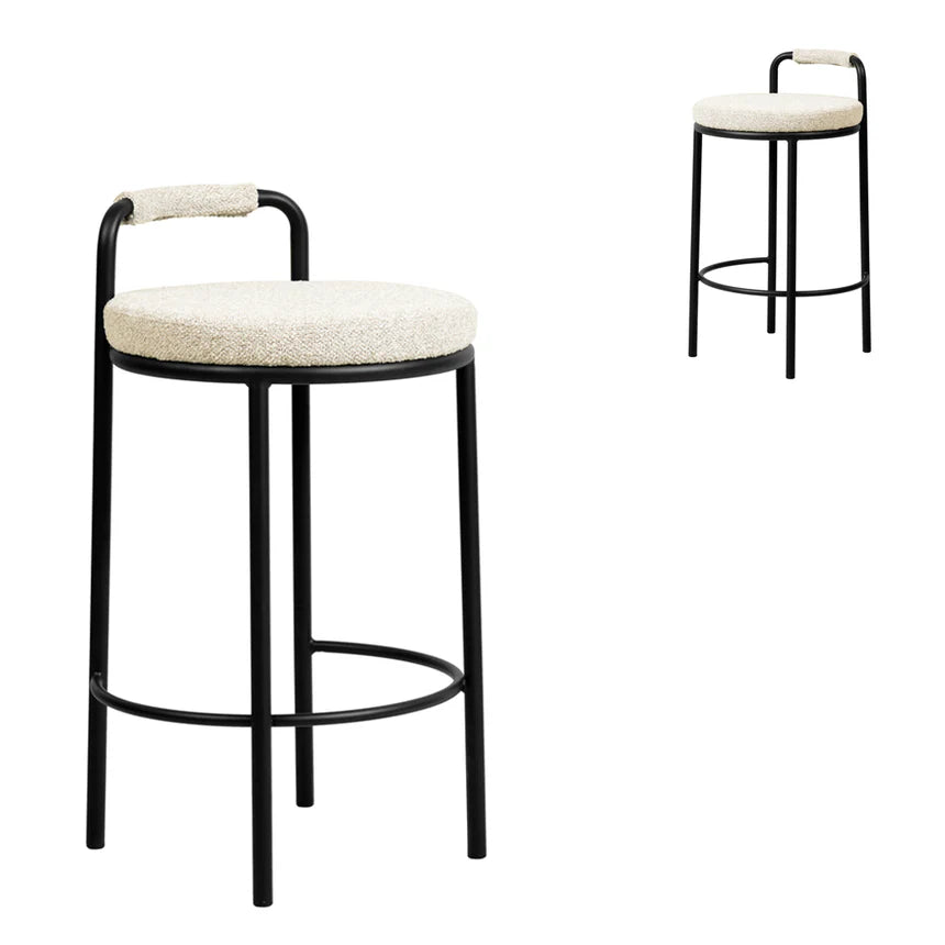 Contemporary 65cm Bar Stool Set of 2- Clay Grey