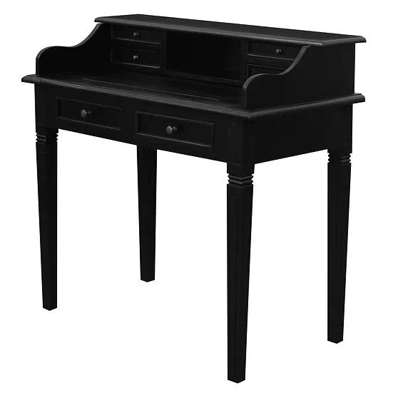 Contemporary 6 Drawer Study Desk - Black