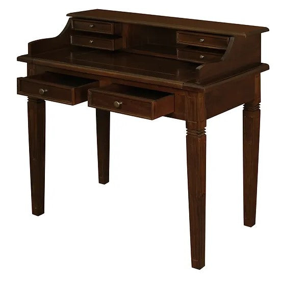 Contemporary 6 Drawer Study Desk - Brown