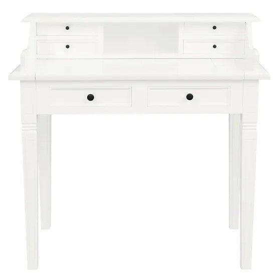 Contemporary 6 Drawer Study Desk - White