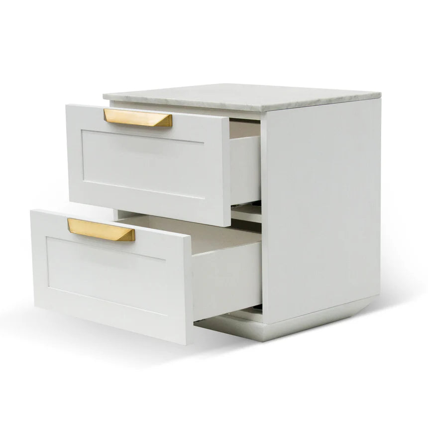 Contemporary Bedside Table - White Marble Top