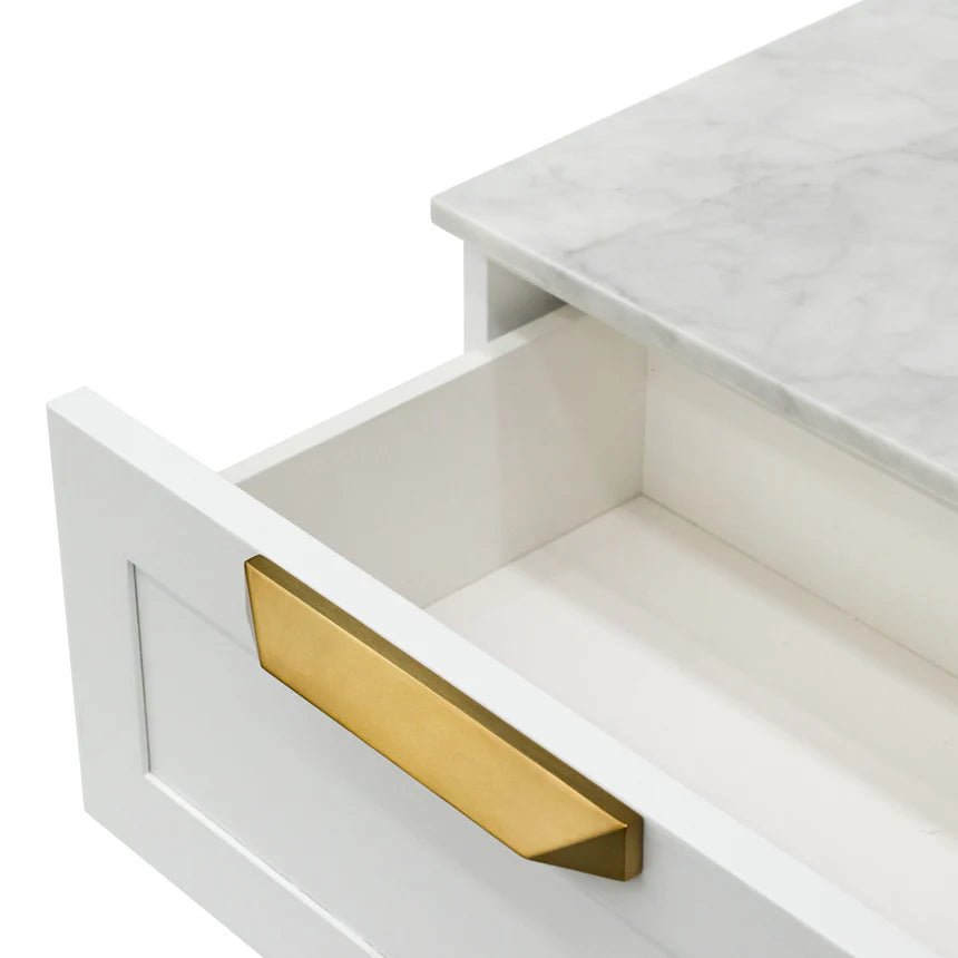 Contemporary Bedside Table - White Marble Top