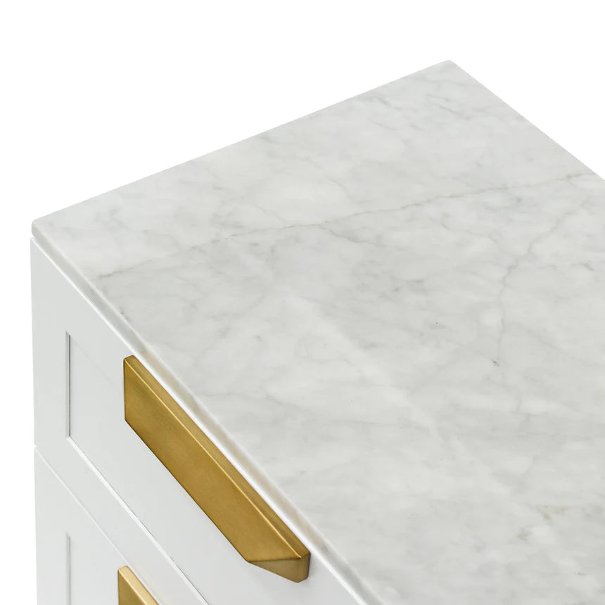 Contemporary Bedside Table - White Marble Top