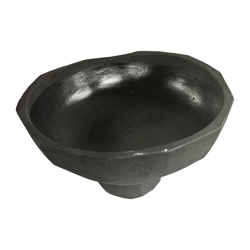 Contemporary Black Decorative Footed Bowl - 23cms