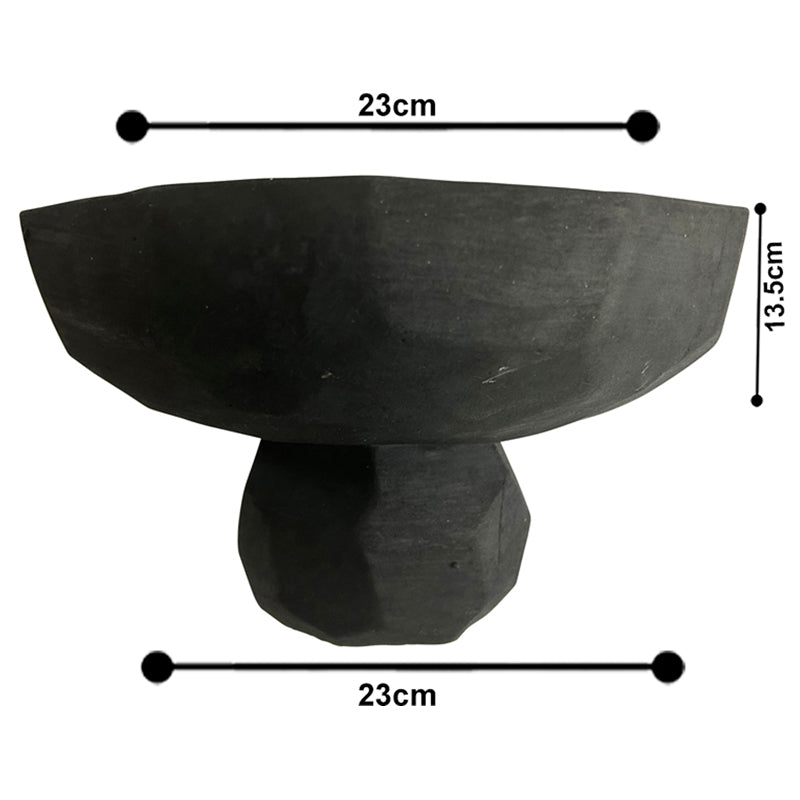 Contemporary Black Decorative Footed Bowl - 23cms