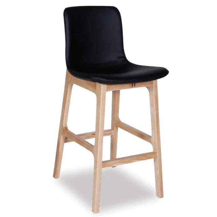 Contemporary Black Padded Wood Stool (Available in 2 Sizes)