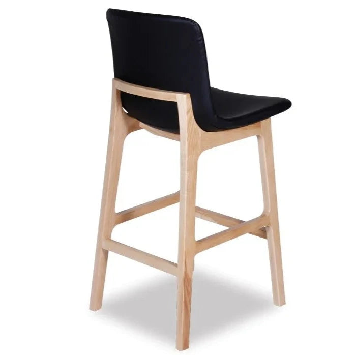 Contemporary Black Padded Wood Stool (Available in 2 Sizes)