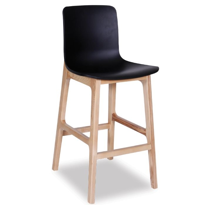 Contemporary Black Shell Wood Stool (Available in 2 Sizes)