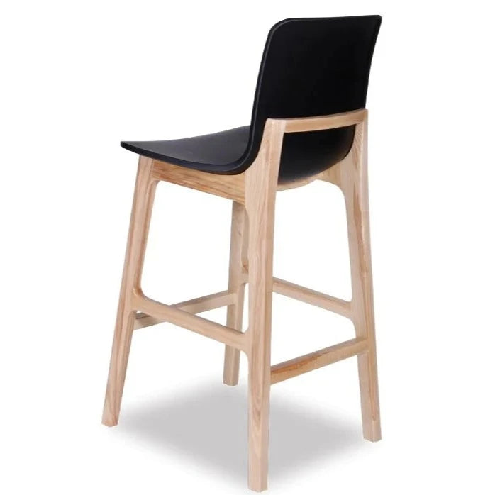 Contemporary Black Shell Wood Stool (Available in 2 Sizes)