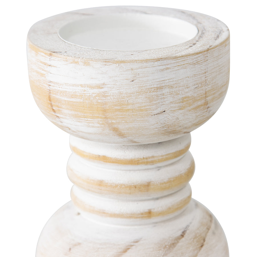 Contemporary Carved Loop Pillar Candleholder - 12x20cms