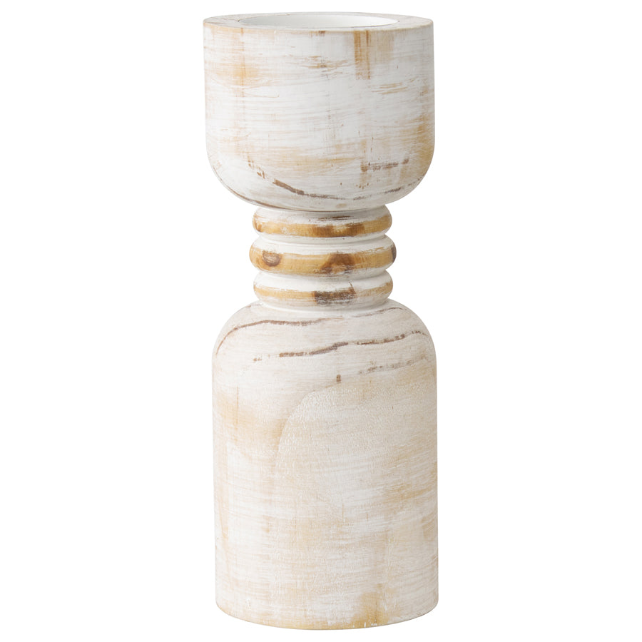 Contemporary Carved Loop Pillar Candleholder - 12x30cms