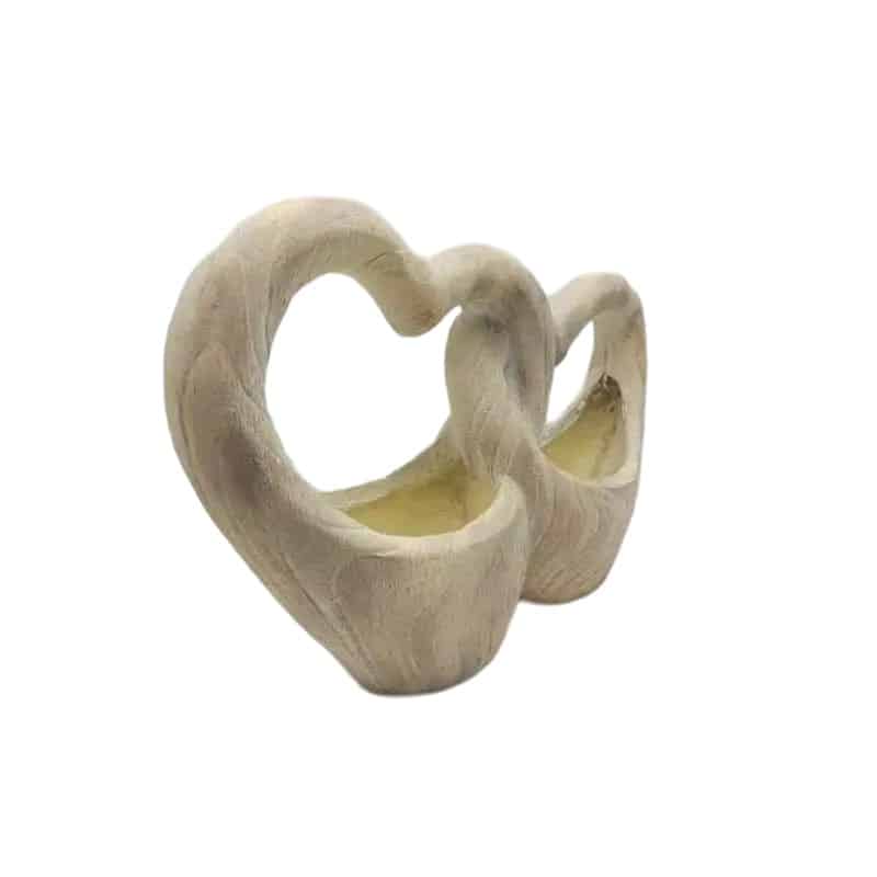 Natural Color Double Heart Planter with Hole Plug