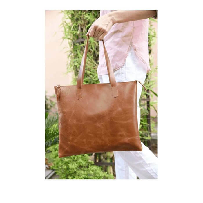 Contemporary Classic Leather Tote Bag