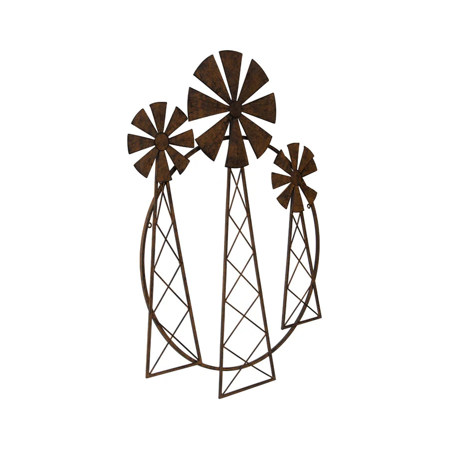 Contemporary Garden 3 Windmills Wall Decor 81cms