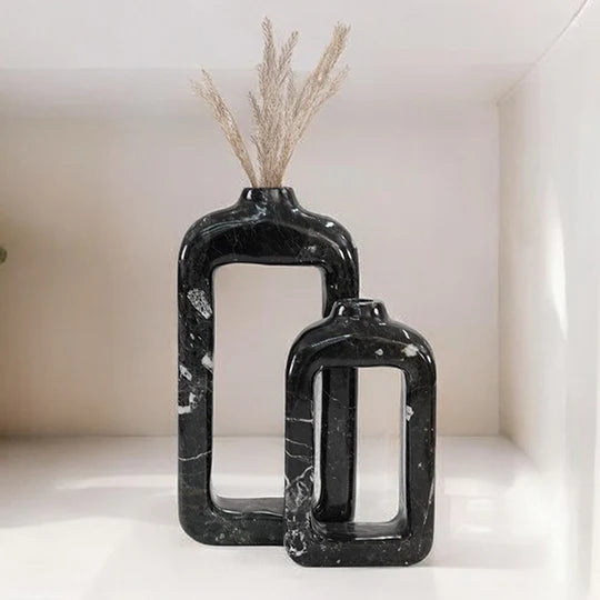 Contemporary Geometric Grace Rectangular Vase - Black