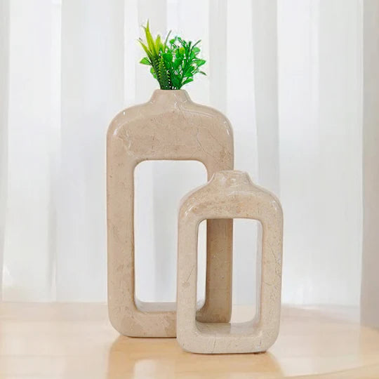 Contemporary Geometric Grace Rectangular Vase - Cream