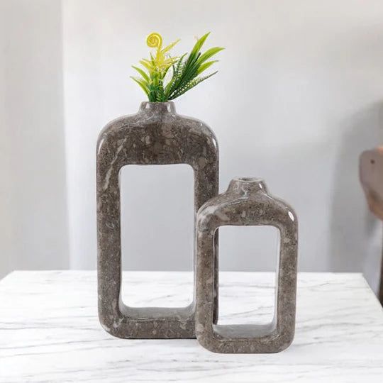 Contemporary Geometric Grace Rectangular Vase - Grey