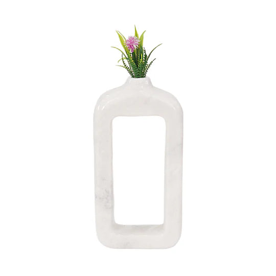 Contemporary Geometric Grace Rectangular Vase - White