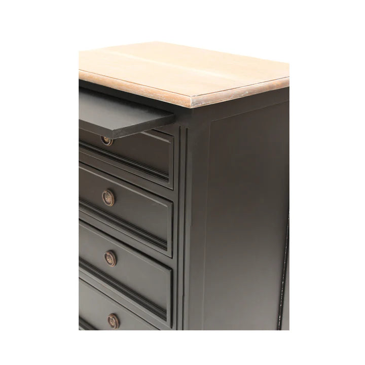 Contemporary Hamptons 5 Drawer Tallboy - Black