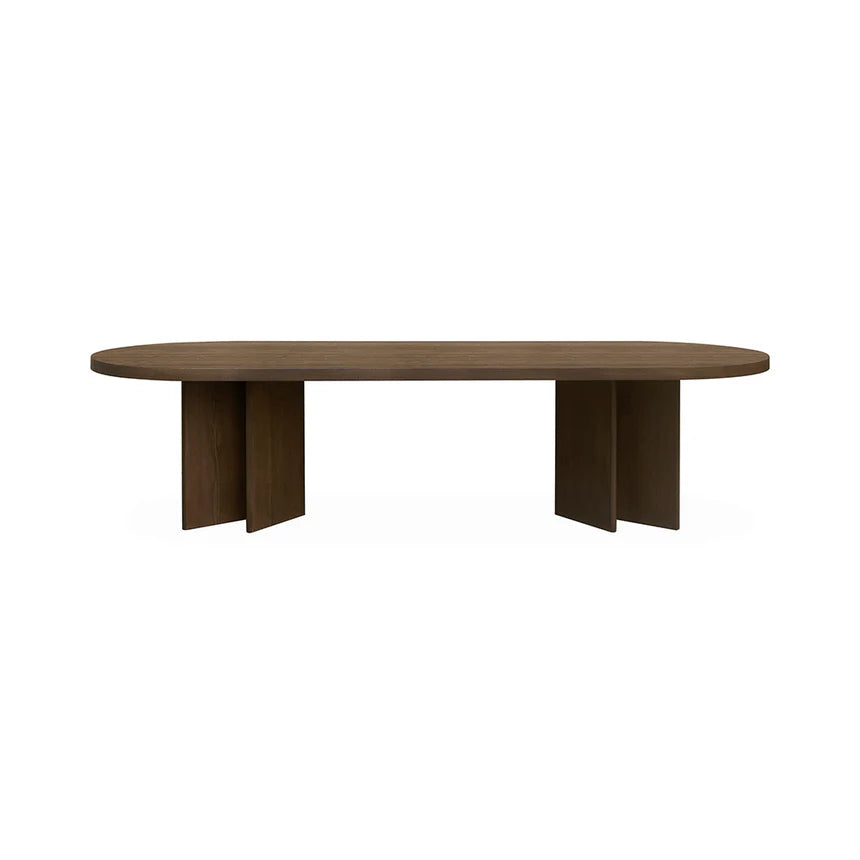 Contemporary Luxury Pill Shape Dining Table - Caramel Oak - 300cms