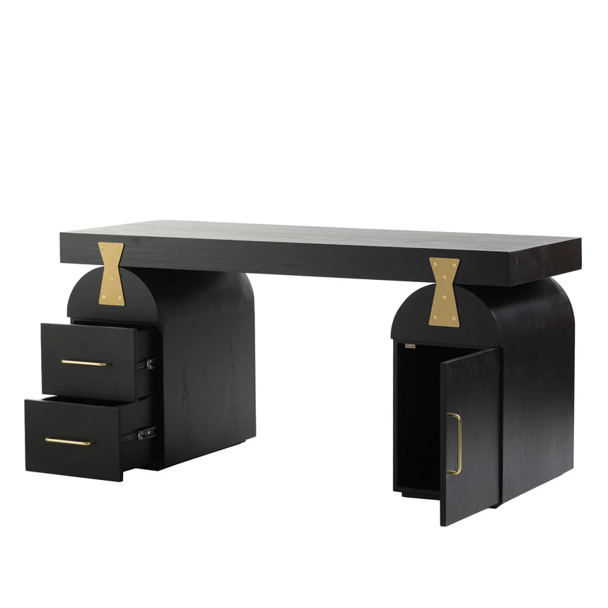 Contemporary New Elm Home Office Desk 155cms - Black