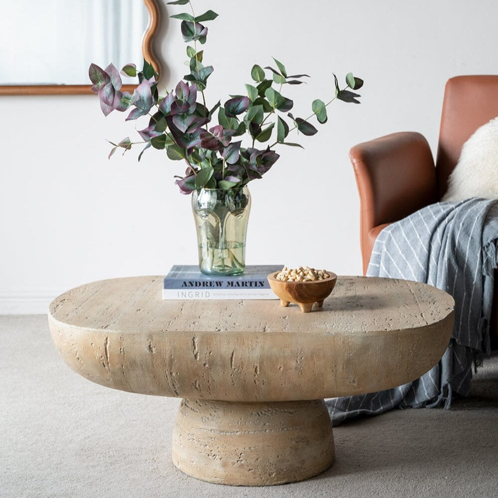 Contemporary Oval Cement Coffee Table