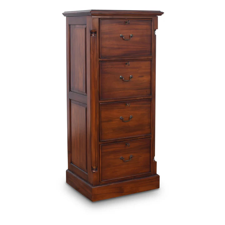 Contemporary Partner Four Drawer Filing Cabinet - Walnut