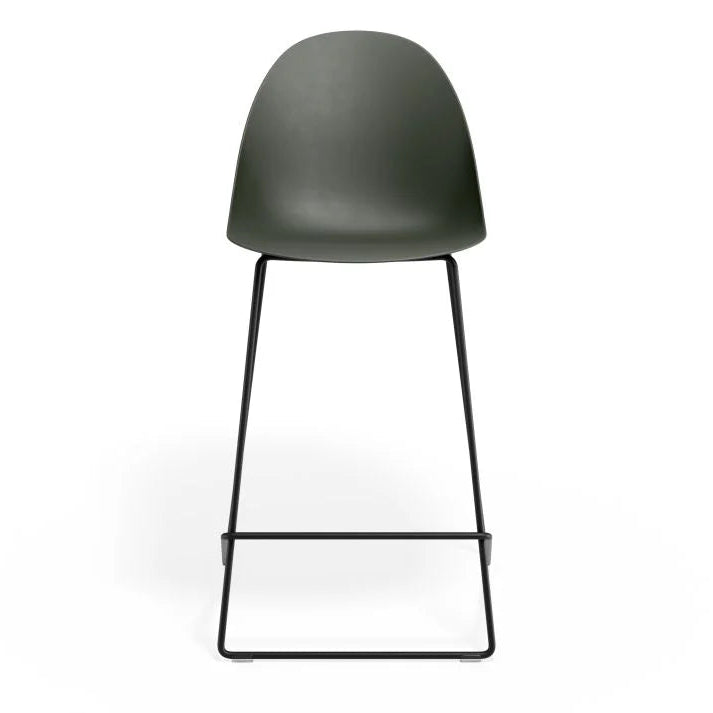 Contemporary Pebble Shell Seat Stool - Olive Green - 65cms