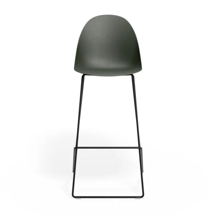 Contemporary Pebble Shell Seat Stool - Olive Green - 75cms