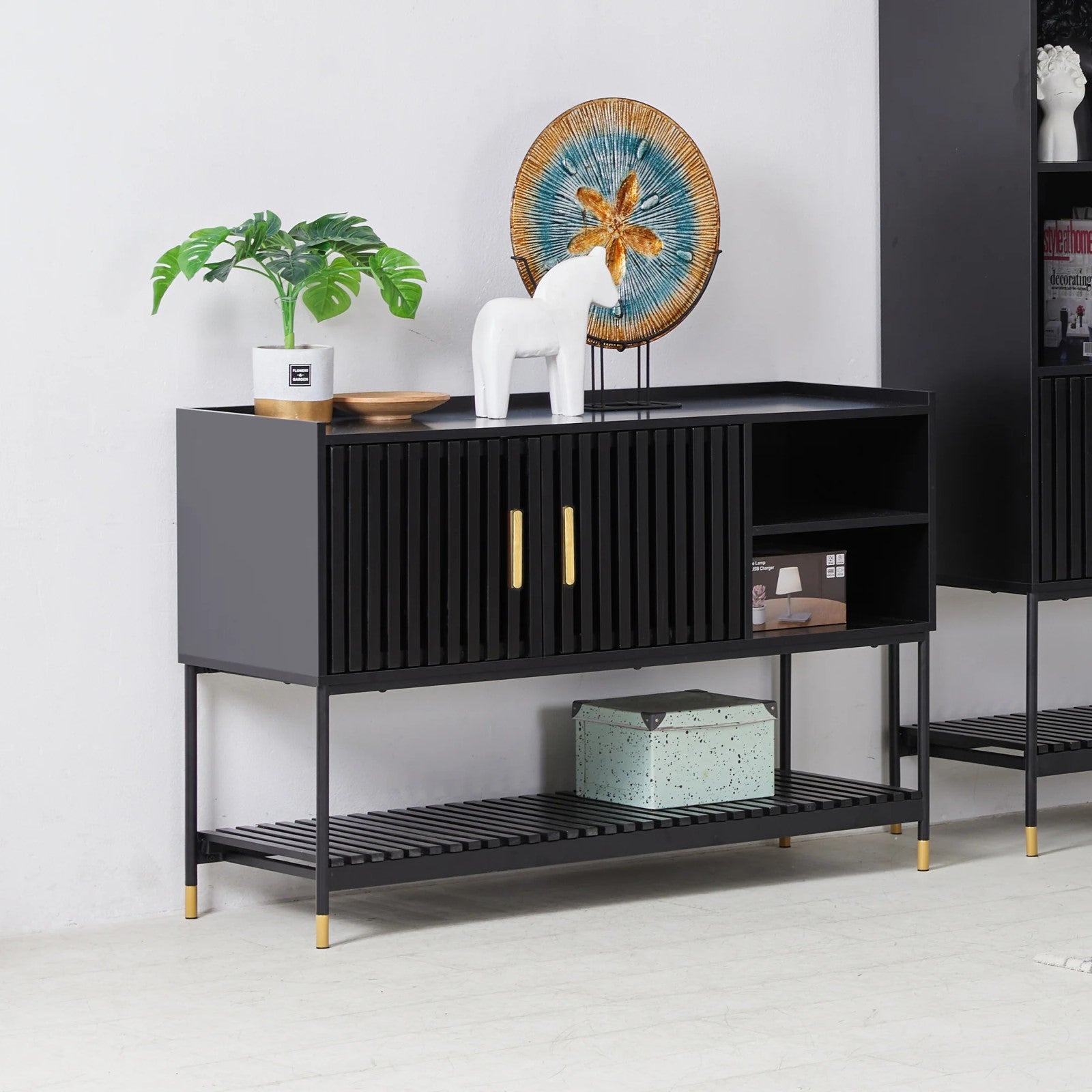 Matte Black Engineered Wooden Sideboard