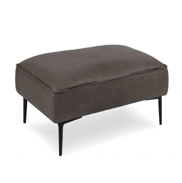 Contemporary Style Enzo Leather Mix Ottoman - Grey