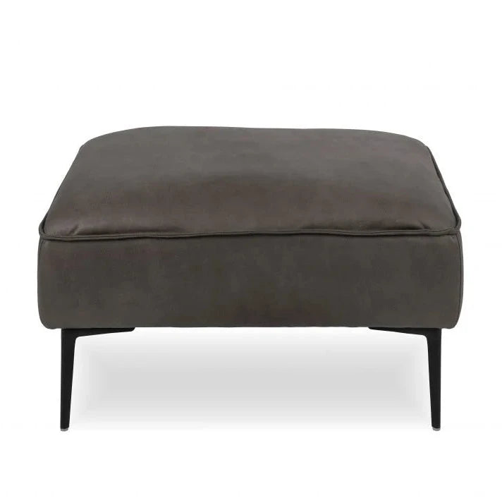 Contemporary Style Enzo Leather Mix Ottoman - Grey