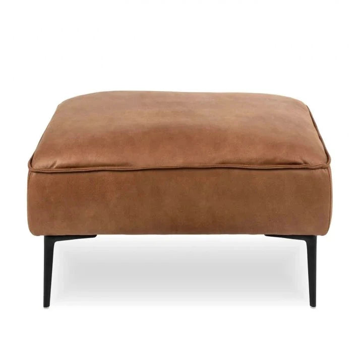 Contemporary Style Enzo Leather Mix Ottoman - Tan