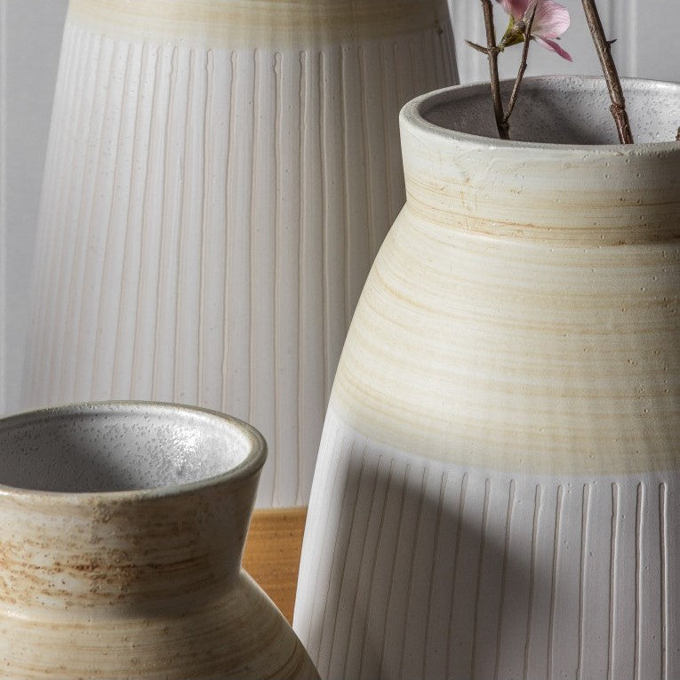 Contemporary Urn with Brushed and White Textures (Available in 3 Sizes)