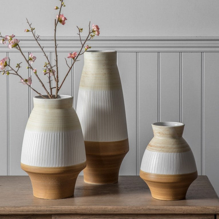 Contemporary Urn with Brushed and White Textures (Available in 3 Sizes)