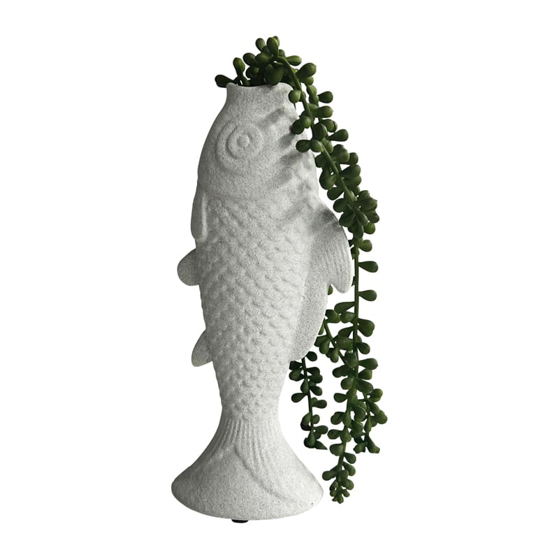 Contemporary White Fish Vase/Ornament - 24cms