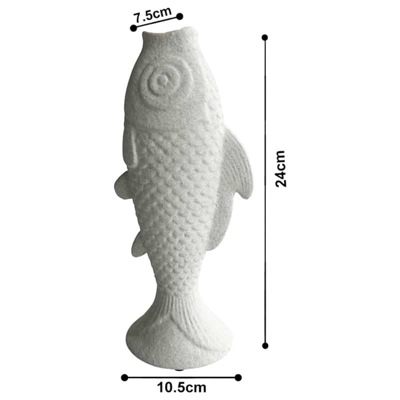 Contemporary White Fish Vase/Ornament - 24cms