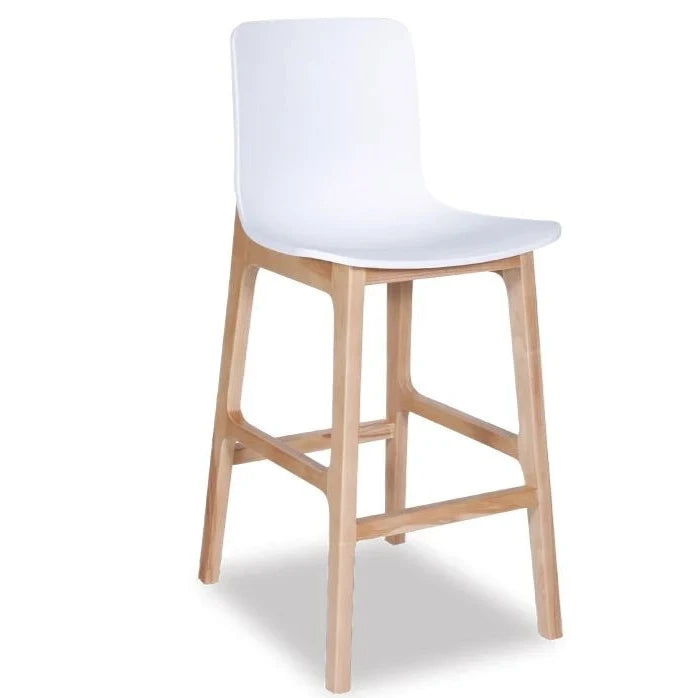 Contemporary White Shell Wood Stool (Available in 2 Sizes)