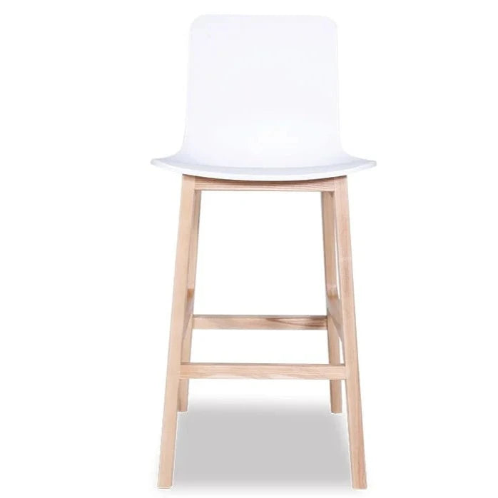 Contemporary White Shell Wood Stool (Available in 2 Sizes)