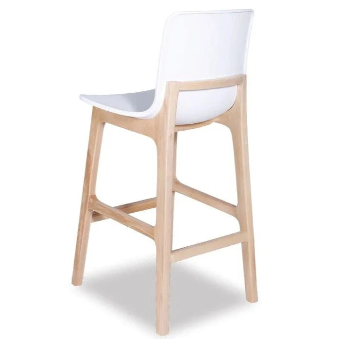 Contemporary White Shell Wood Stool (Available in 2 Sizes)