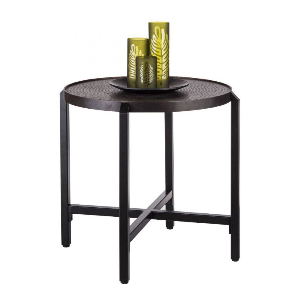 Copper Finish Wrought Iron Bedside Table