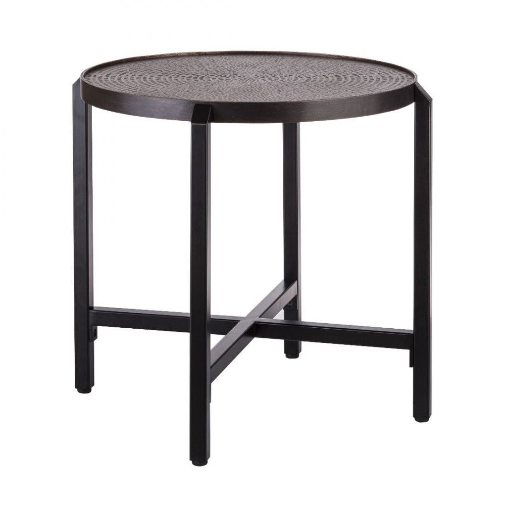 Copper Finish Wrought Iron Bedside Table