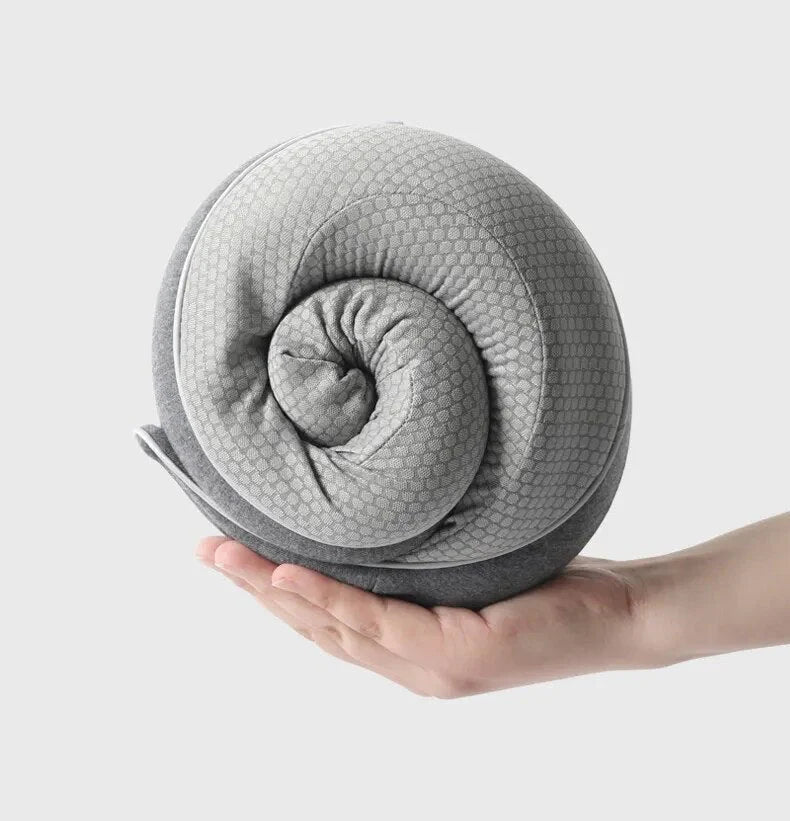 Cotton U-shaped Comfortable Neck Pillow - Grey - 27x24x10cms