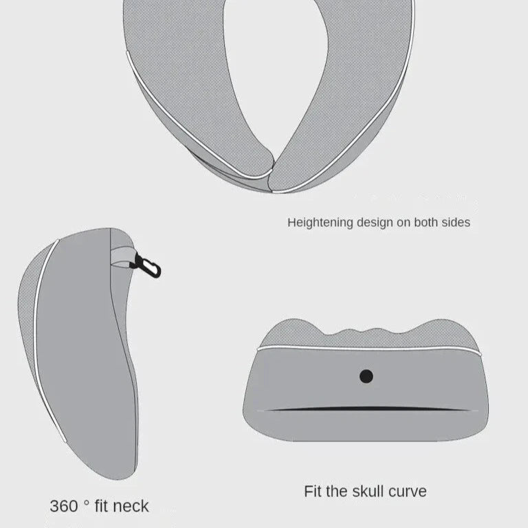 Cotton U-shaped Comfortable Neck Pillow - Grey - 27x24x10cms