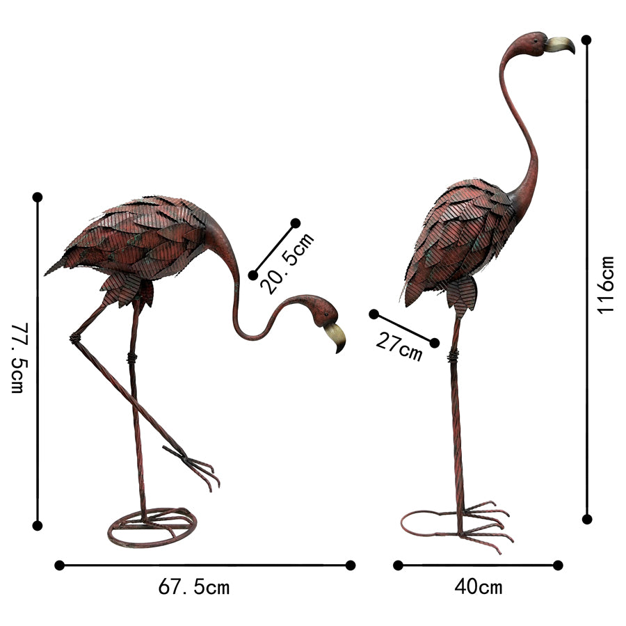 Country Charm Rust Flamingos - Set of 2