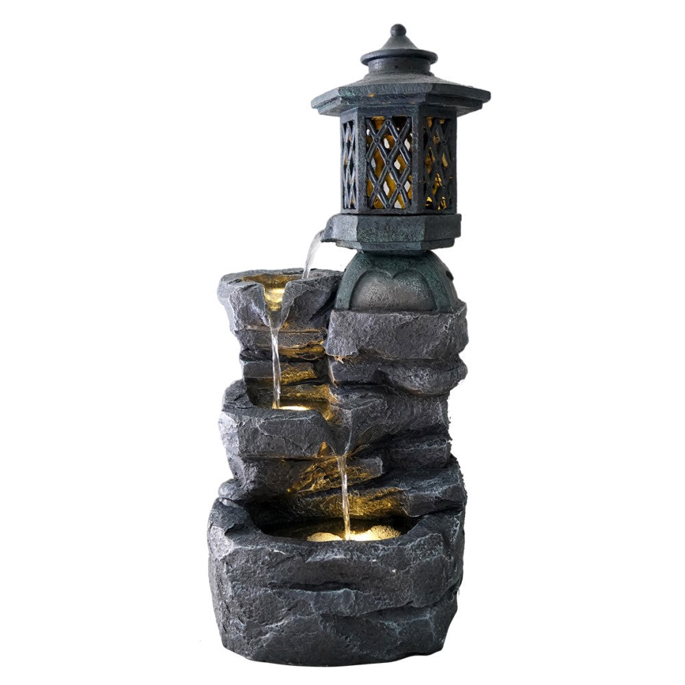 Courtyard Pagoda Artwork Outdoor Waterfall 62cm